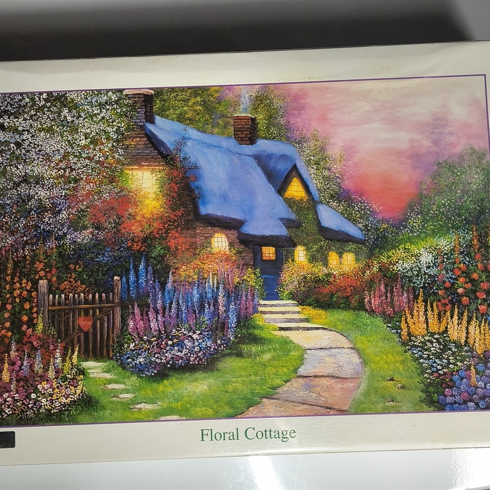 NIB Floral Cottage 1500‎ Piece Jigsaw Puzzle 22x34 Flowers House Cottage Garden